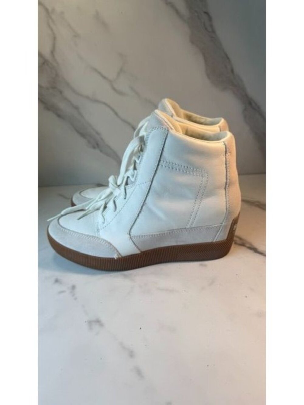 NWOB Sorel Out 'N About Wedge Sneaker Booties – Sea Salt/Gum Color Sz 8